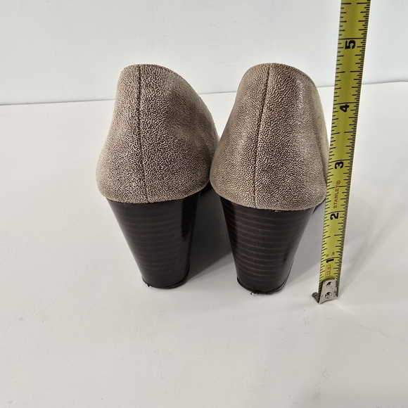 Anthropologie Taryn Rose Beige Lurex Round Toe Leather Wedge Shoes Size 6.5 M - Picture 5 of 10